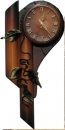 Designer Wanduhr im Landhausstil aus Leder und Holz
