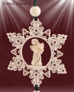 Schnitzengel-Behang "Engel mit Geschenk" - 14cm