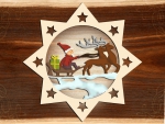 Holz-Behang Weihnachtsmann-Schlitten - coloriert