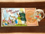 Oster-Karte "Frohes Osterfest" m. Holzbehang