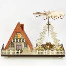 LED beleuchtetes Laserhausszene mit Pyramide 31x14cm