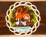 Holzbehang "Flamingos" - coloriert