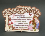 Relief-Spruchbild "Damit im Garten die Bl�mlein sprie�en ..."