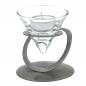 Preview: Designer Kerzenhalter Metall mit Glaseinsatz