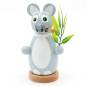 Preview: Räucherfigur Koala mit Eukalyptuszweig. Grauer niedlicher Koala mit großen Ohren und grünem Eukalyptusblättern