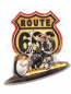 Preview: Blechschild dekorativ farbig gestaltet mit Route 66 und Motorrad