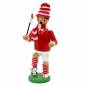 Preview: Räucherfigur Fussballer Fussballfan mit Schal, Mütze und Fahne in den Vereinsfarben Rot-Weiß