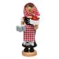 Preview: Räucherfigur Kellnerin, Räuchermännchen Bedienerin Oktoberfest mit Bier und Hähnchen rot/weiße Schürze und Kopftuch aus Stoff