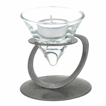 Designer Kerzenhalter Metall mit Glaseinsatz
