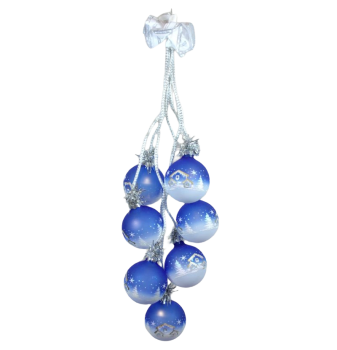 5er Glaskugelschmuck blau weiss für Fenster oder ähnliches