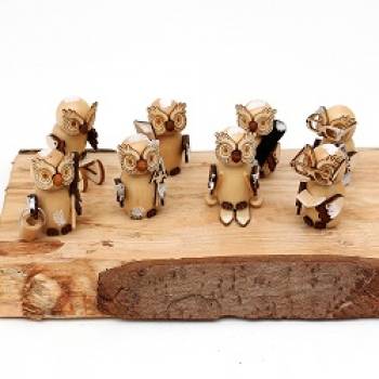 Miniatur Eulenfiguren mit Schnee Set