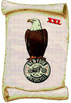Blechschild XXL  mit sitzendem Adler auf runden New York Harley Davidson Emblem
