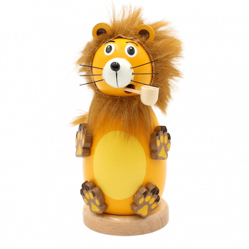 Märchenfigur Räuchermännchen Räucherfigur Löwe in Orange mit einer großen Mähne