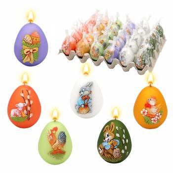Eierkerzen osterkerzen mit ornamenten dekore farbig sortiert