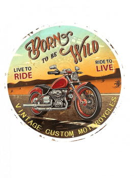 retro blechschild Rundes Wandschild Born To Wild