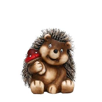 brauner-Igel-mit-flauschigen-Stacheln-und-Pilz-in-der-rechten-Pfote