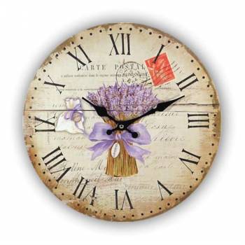 Landhauswanduhr carte postale lavendel busch