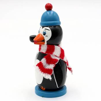 Räucherfigur raeuchermaennchen Pinguin mit blauer Mütze und Strickschal für alle gängingen Rauchkegel