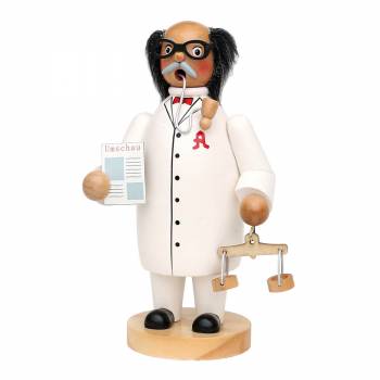 Räucherfigur Räuchermännchen Apotheker mit Umschau brille weissem Bart und lichtem Haar