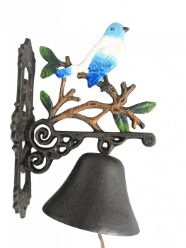 Wandglocke Haustürglocke mit blauem Vogel auf einem Ast