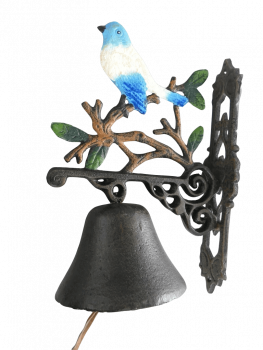 Wandglocke Haustürglocke mit blauem Vogel auf Ast funktionstüchtig