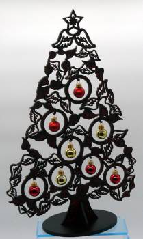 Weihnachtsbaum schwarz mit goldenen und roten Glaskugeln 