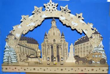 schwibbogen dredner frauenkiche led beleuchtet kutsche goldener reiter striezelmarkt