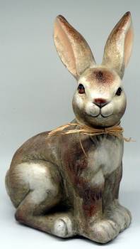 gartenfigur hase mit schleife naturfarben