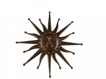 große Sonne in Kupferfarben. Wandornament