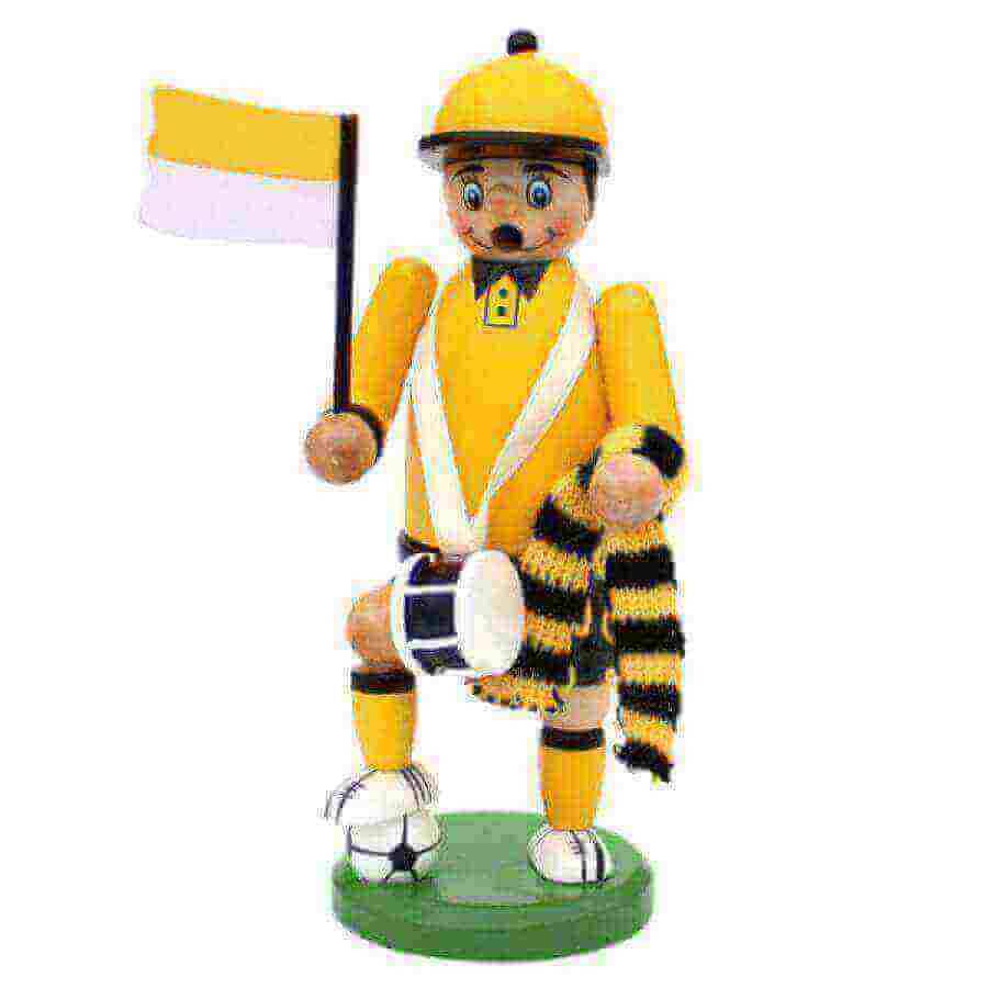 Räuchermännchen Räucherfigur Schwarz Gelb Fußballer mit Fahne