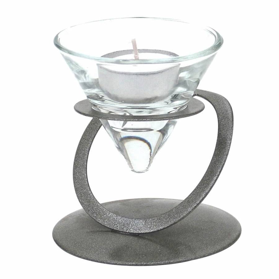 Designer Kerzenhalter Metall mit Glaseinsatz