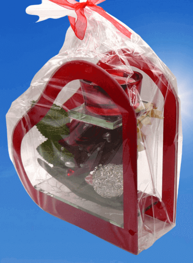 Glasdeko ration Teelichthalter mit roter Rose