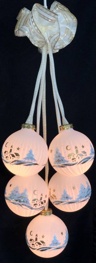 Glaskugelschmuck Dorf weiss 5er