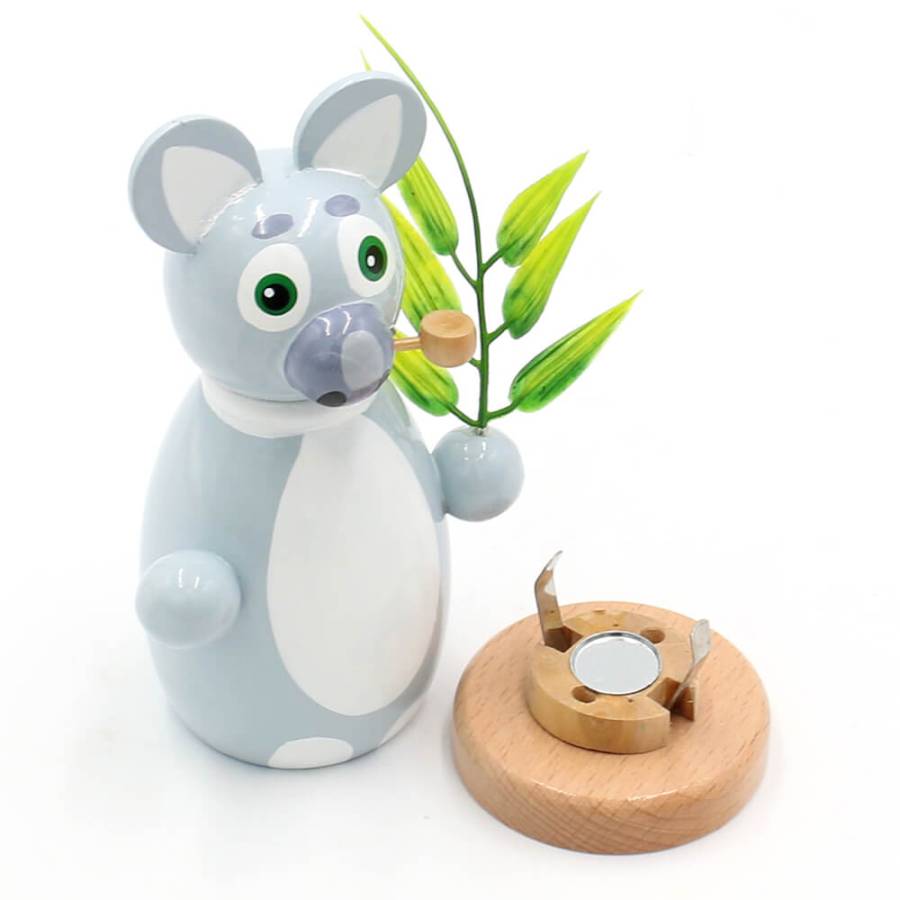 Räucherfigur Koala mit Eukalyptuszweig für alle gängigen Rauchkegel