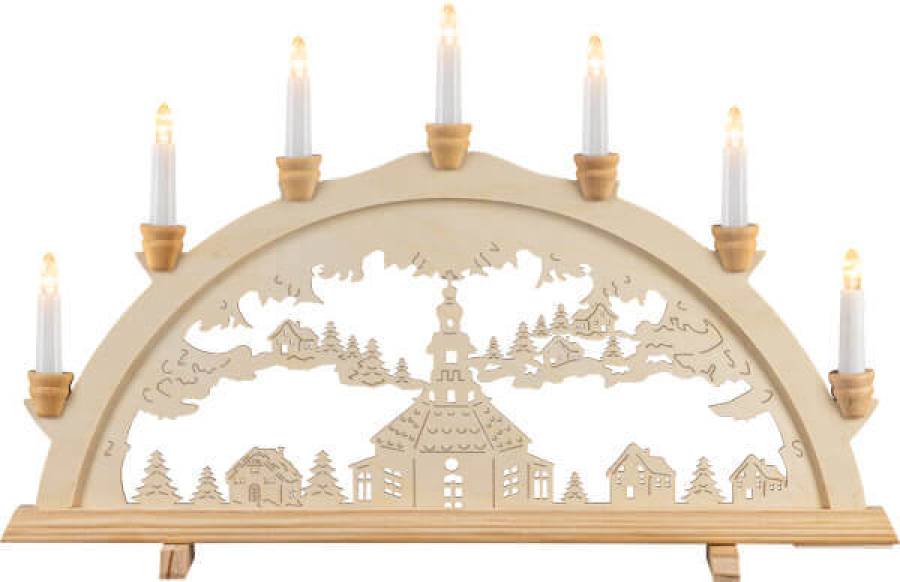 Lichterbogen Holz natur Seiffener Kirche