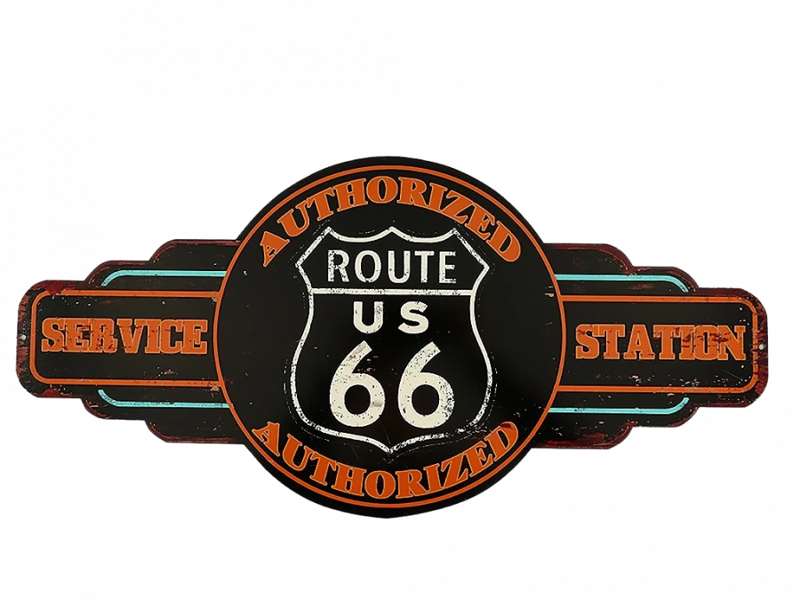 Großes Wandschild (Gestanzt) Eisen Route 66