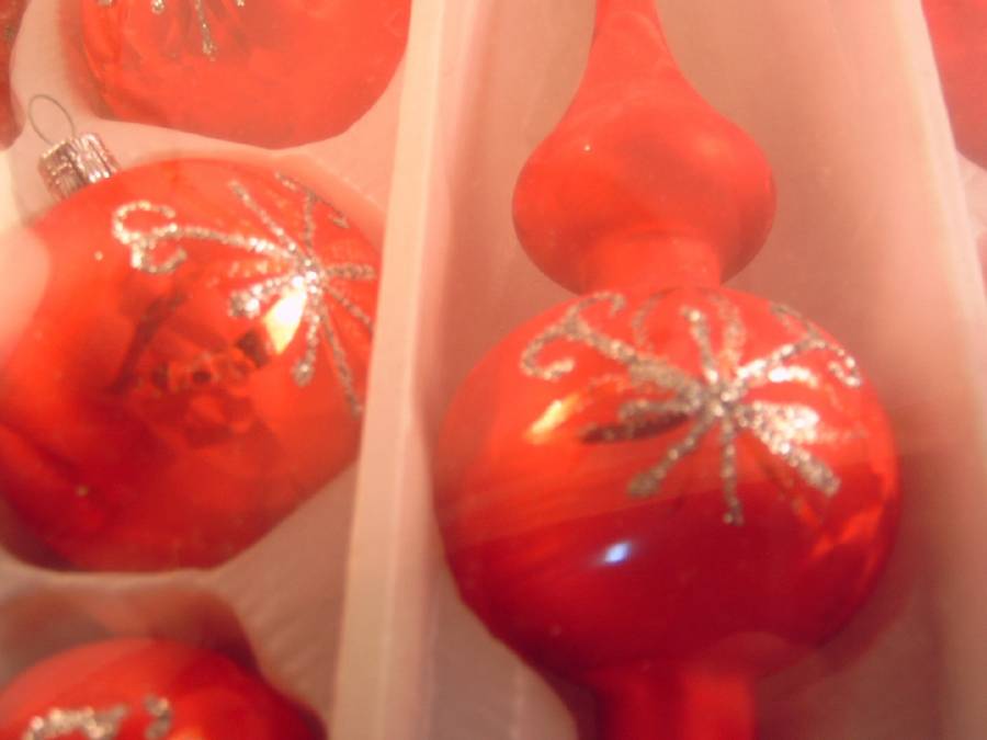Glaskugeln Weihnachtsbaum rot Handdekoriert