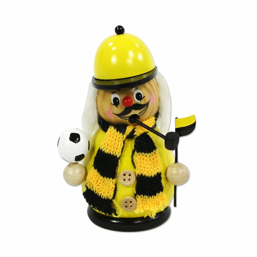 Räuchermännchen Räucherfigur Fußballfan mit Schal und Fahne Schwarz-Gelb