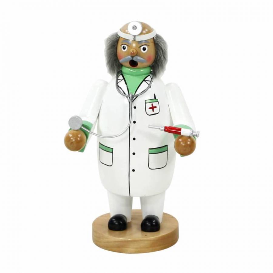 Räucherfigur Oberarzt Detailreich mit weißem Kittel,Stetoskop und Spritze