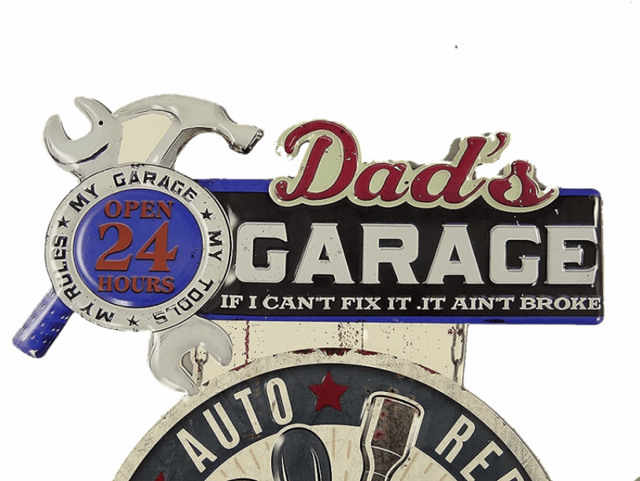 Blechschild geprägt Dads Garage