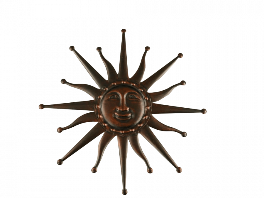 große Sonne in Kupferfarben. Wandornament