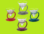 Doppelring Metall Kerzenhalter Teelichthalter mit Glaseinsatz in vier verschiedenen Farben