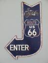 Blechschild Pfeil Bike Route 66 USA Werkstatt Garage Metallschild