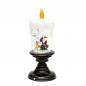 Preview: Kupferfarbener Kerzenständer durchsichtige Kerze mit Figuren im inneren und orangener Flamme