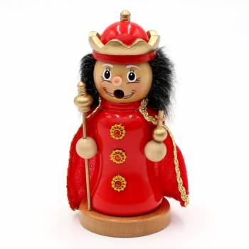 Räucherfigur Märchenkönig mit rotem Umhang Zepter und Apfel