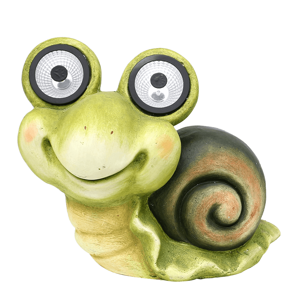 Rennschnecke mit LED Solarlicht GARTENFIGUR GARTEN DEKORATION Orange Schnecke 