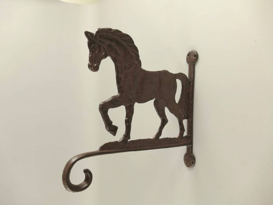 Laternenhalter Blumenampelhaken mit Motiv Pferd Gusseisen - Dekoversandhaus