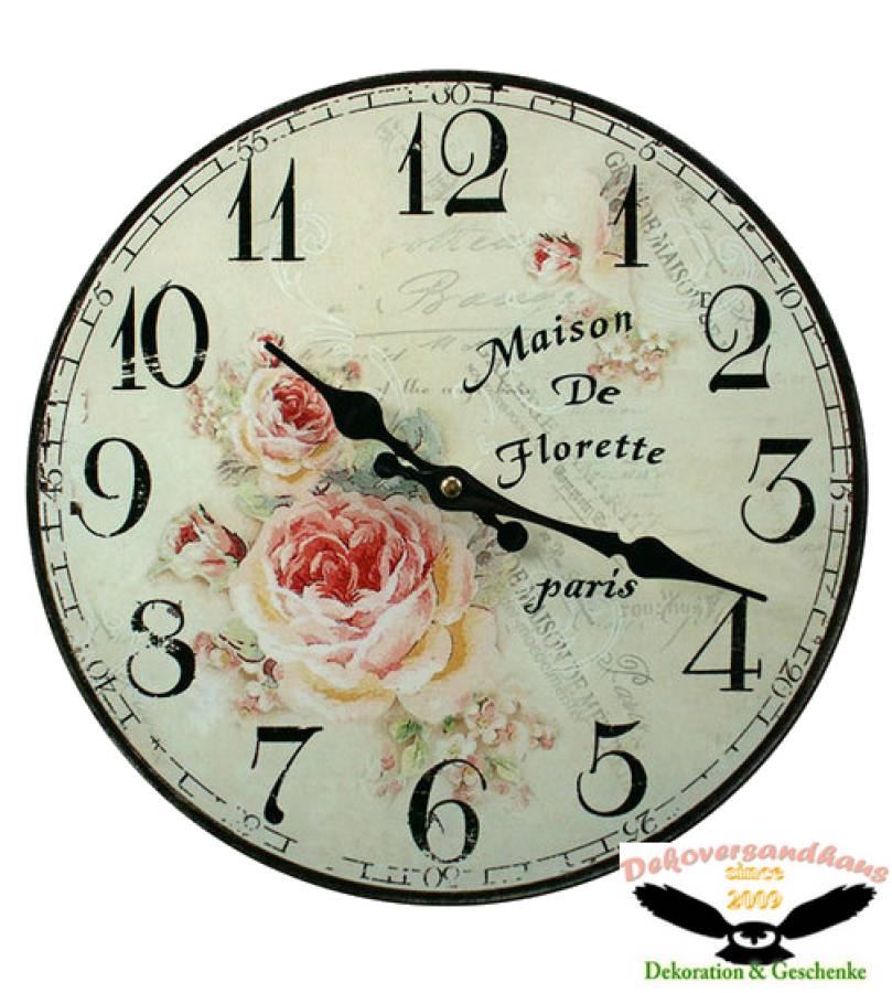 Küchenuhr französischer landhausstil Wanduhr Glas günstig - Dekoversandhaus