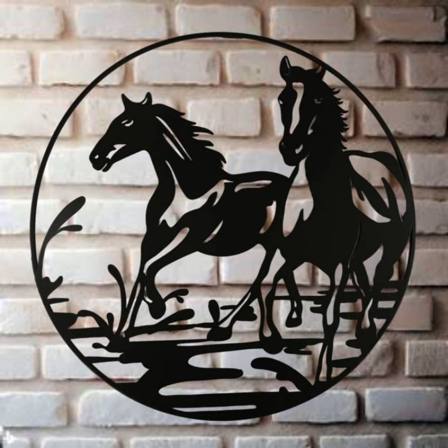 großes Wandbild Galoppierende Pferde Eisenblech